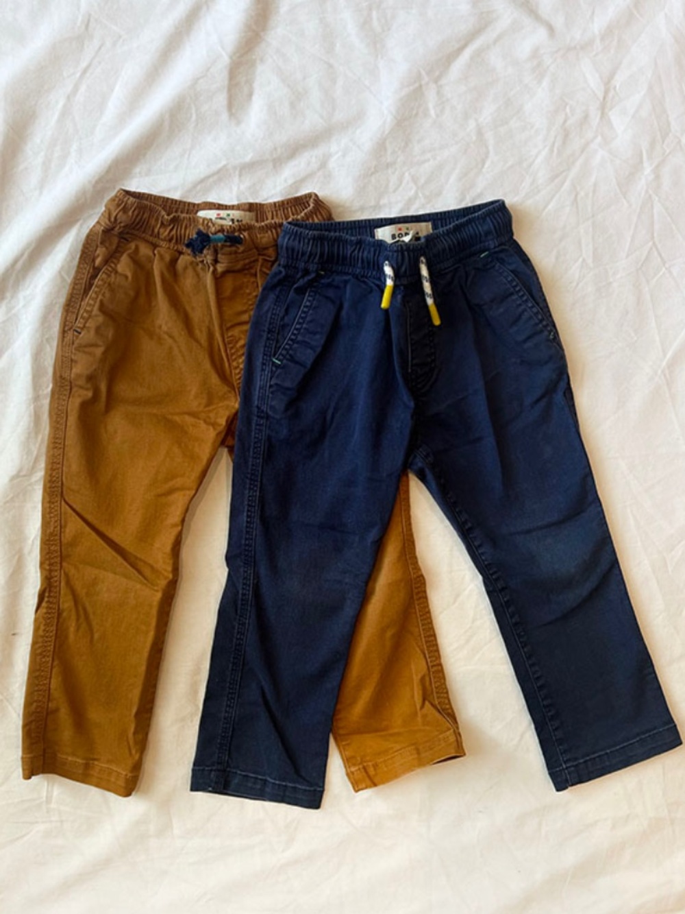 2-3T | Mini Boden Pant Bundle - Navy + Light Brown Pants